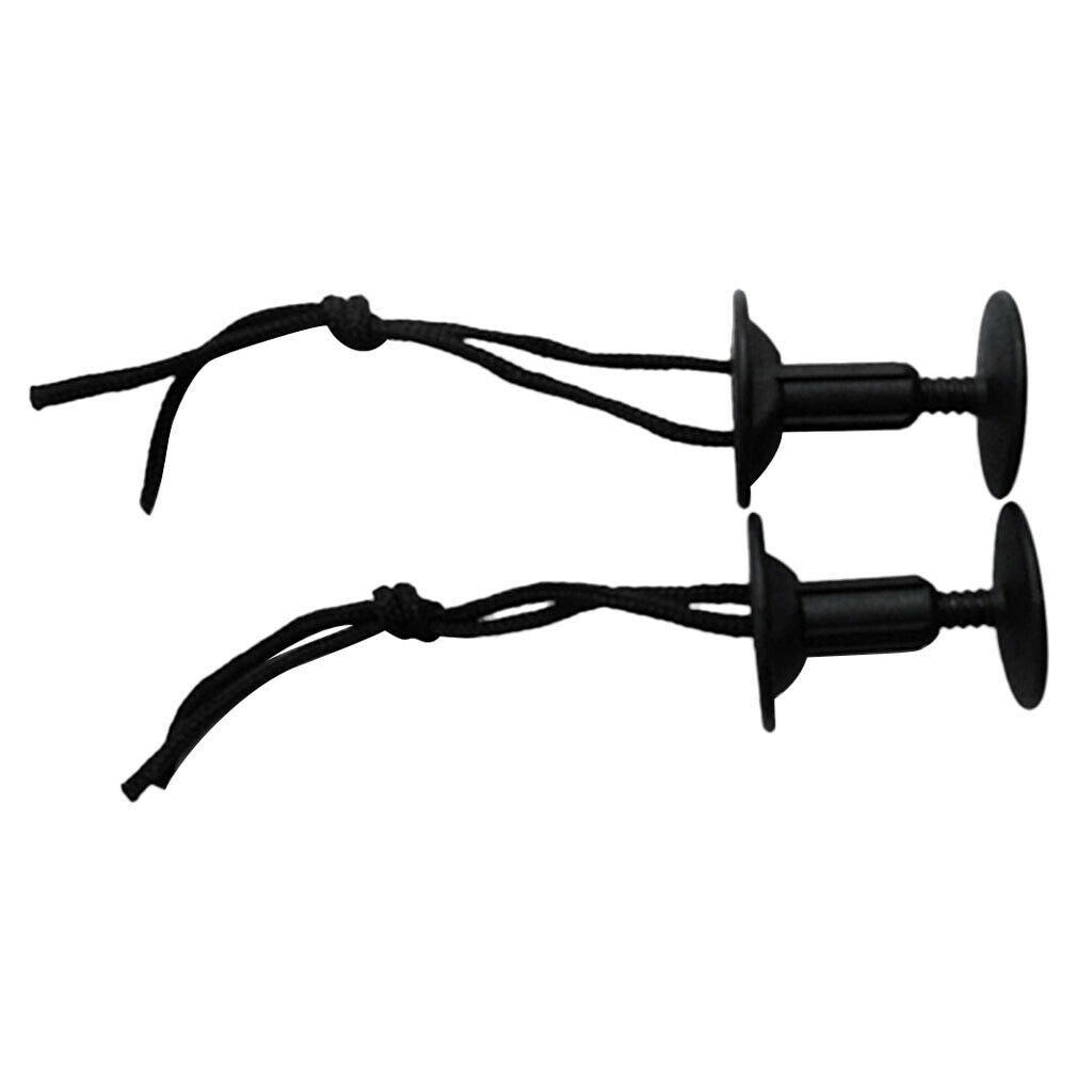 2Pcs Black  Leash Plug With Leash Cords Strings -50mm Thickness