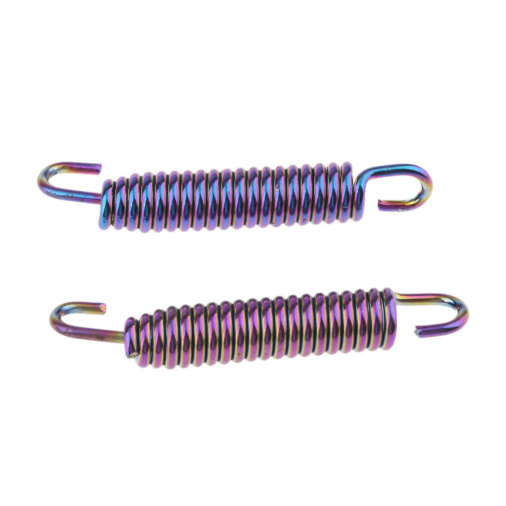 2Pcs 65mm Motorcycle Stainless Steel Exhaust Pipe Muffler Spring Hook Purple