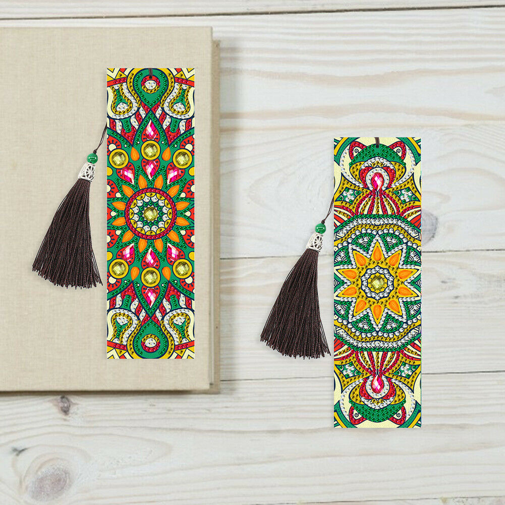 2pcs Diamond Painting Leather Tassel Mandala Bookmarks DIY â€‹Special Shaped @