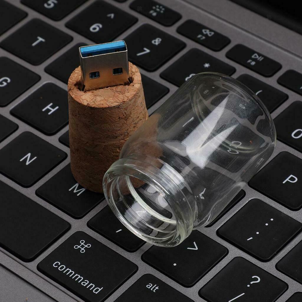 Wooden Cork Glass Bottle U-Disk3.0 32GB Flash Drive Memory Stick Lovely Gift