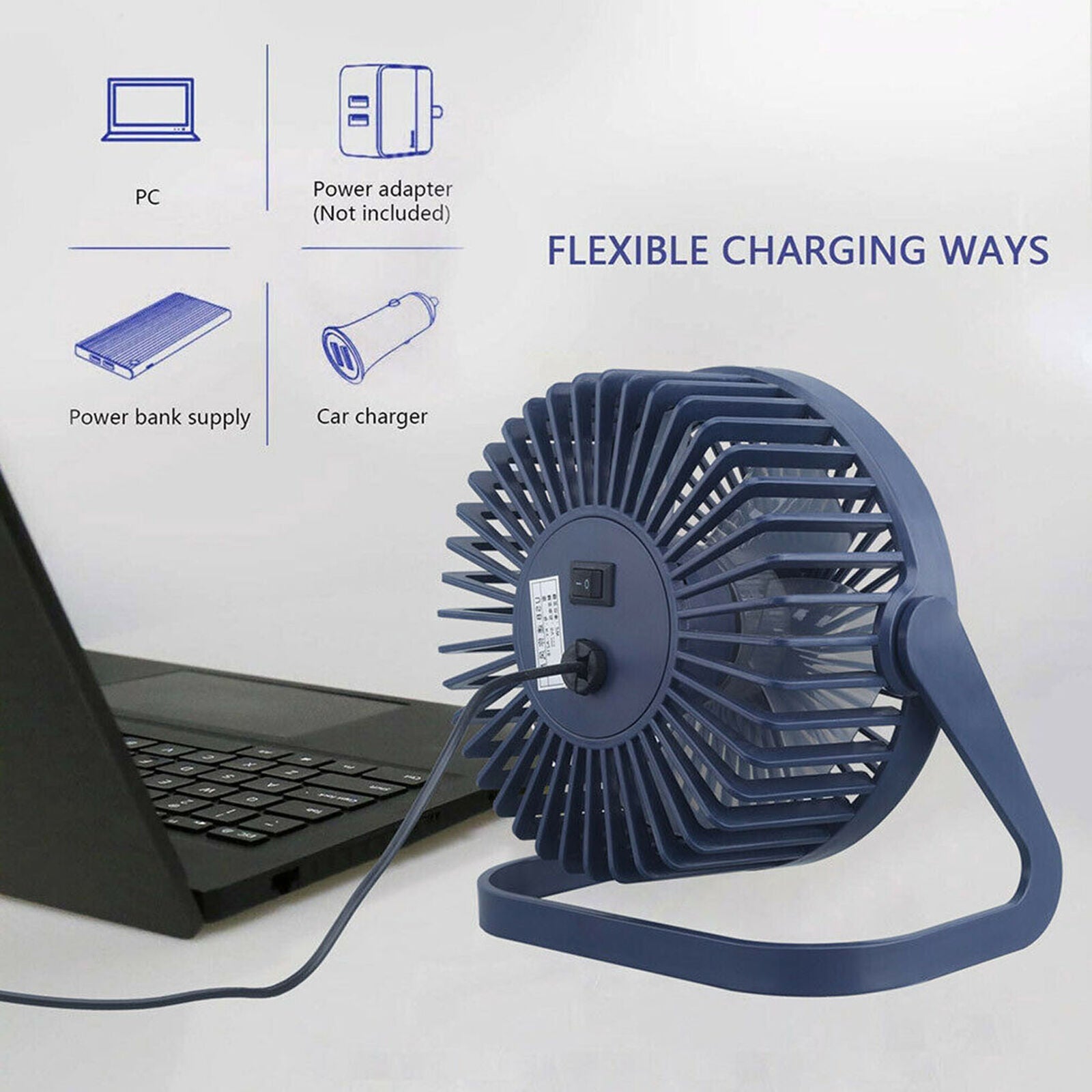 USB Desktop Fan Portable Desk Cooling Fan 2 Speeds Small Quiet Table Fan 5inch