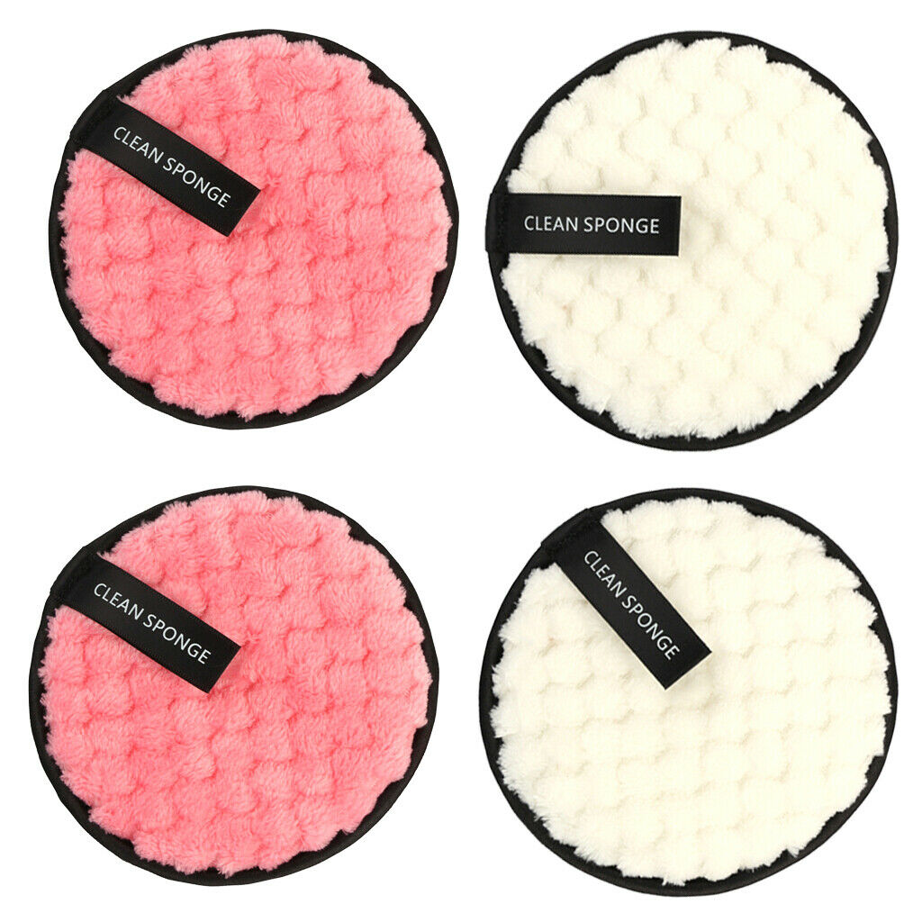 2 Ways Face Wash Puff Facial Cleaning Pad w/ Hang String,(4 Pack)Micro Fibre