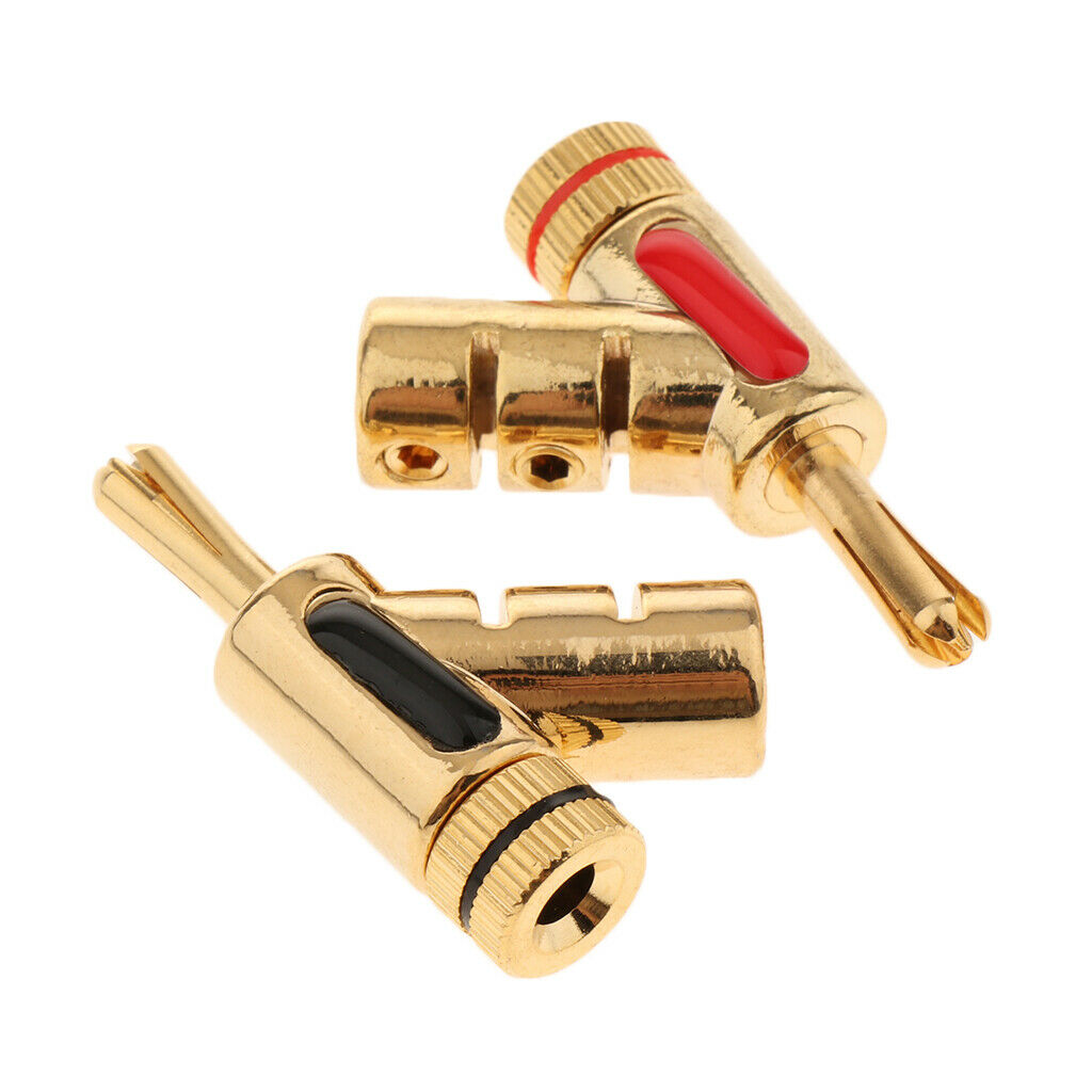 4pcs 4mm Banana Plug Speaker Cable Test Leads Screw Lock Terminal Connectors