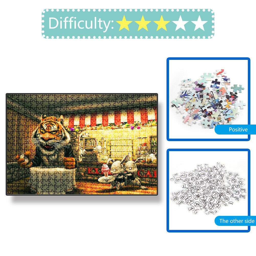 1000pcs DIY Tiger Rabbit Paper Puzzles Adults Kids Jigsaw Educational Toys @