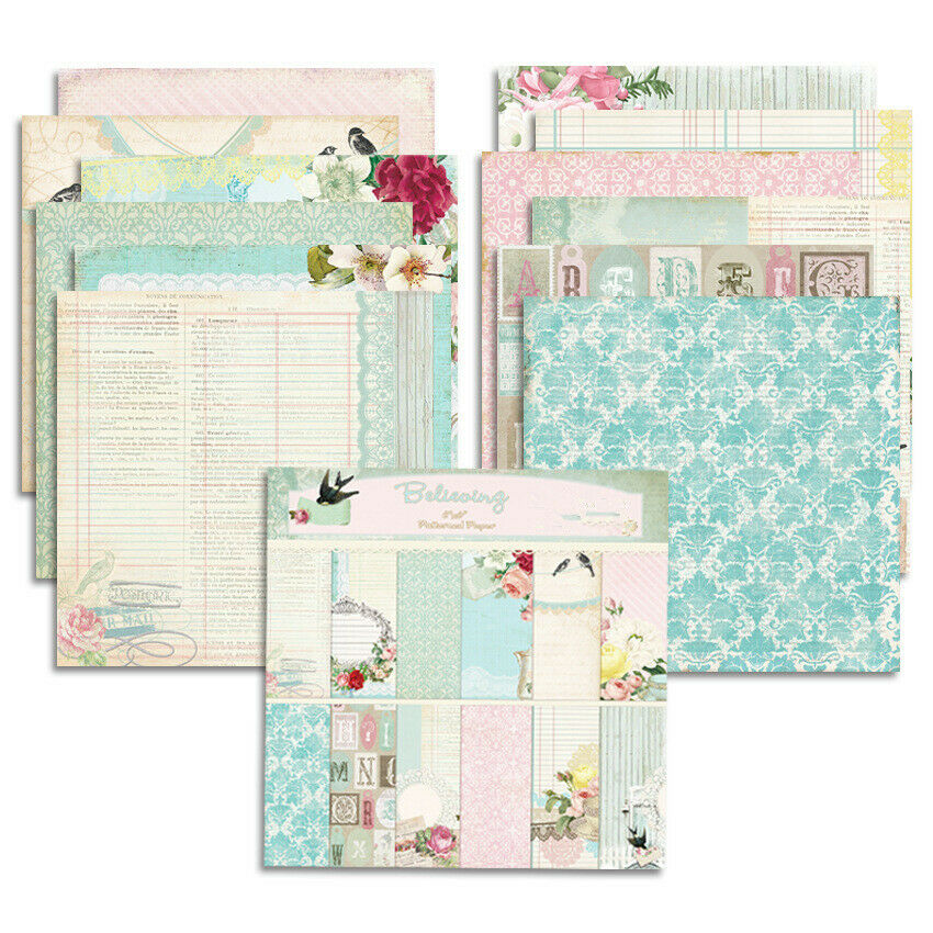 12PCS 6'' Floral Paper Pad Sheet Origami Scrapbooking Background Diary Handcraft