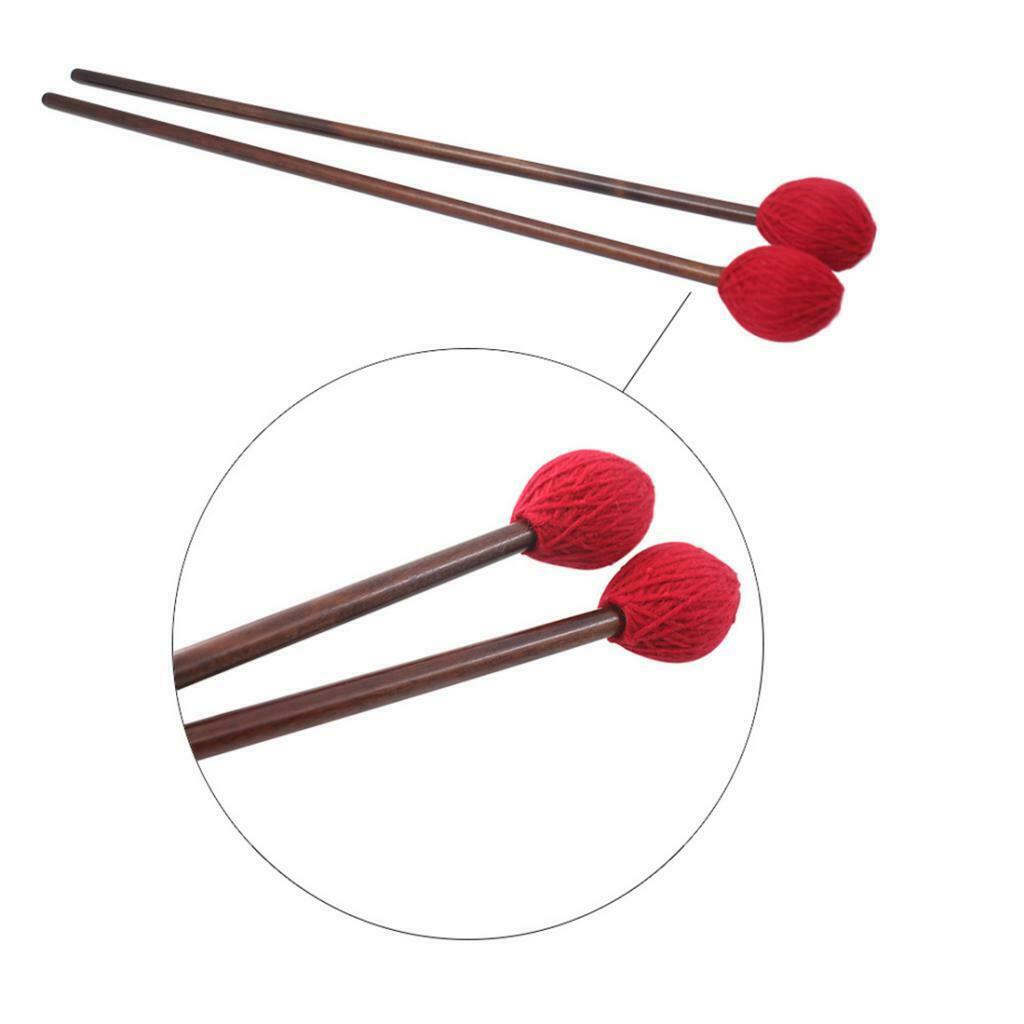 1 Pair Marimba Xylophone Mallets Sticks Red Hammer Head 42.5cm for Kids Adults