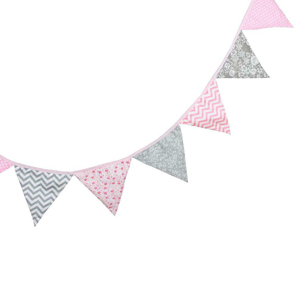 12 Flags Triangular Red Flag Bunting Wedding Birthday Party Home Decoration @