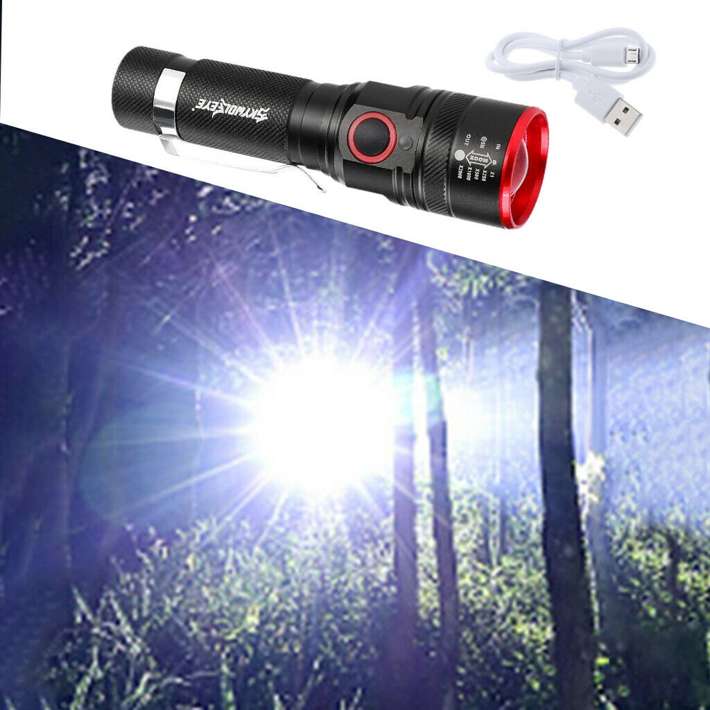Compact 500LM Zoom T6 LED Flashlight Rechargeable Portable Torch Light