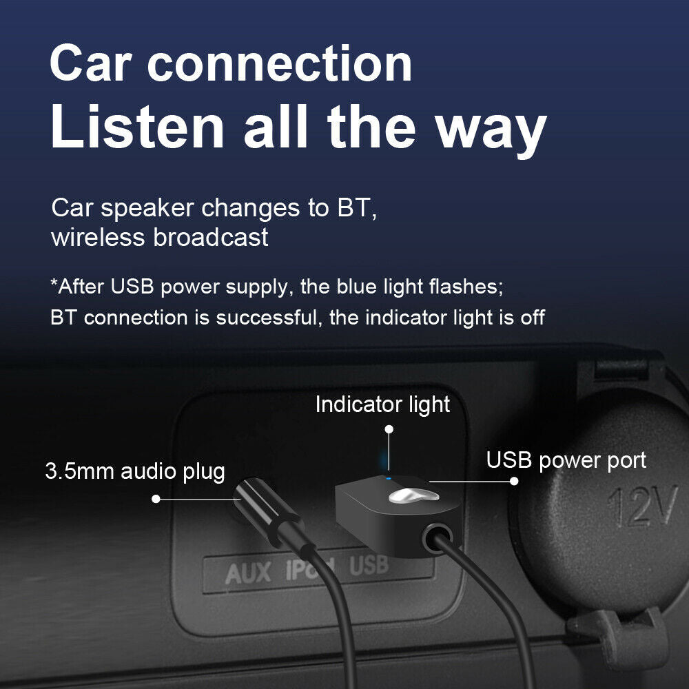 Handfree Bluetooth Audio Adapter USB Receiver Wireless Music Transmitter For Car