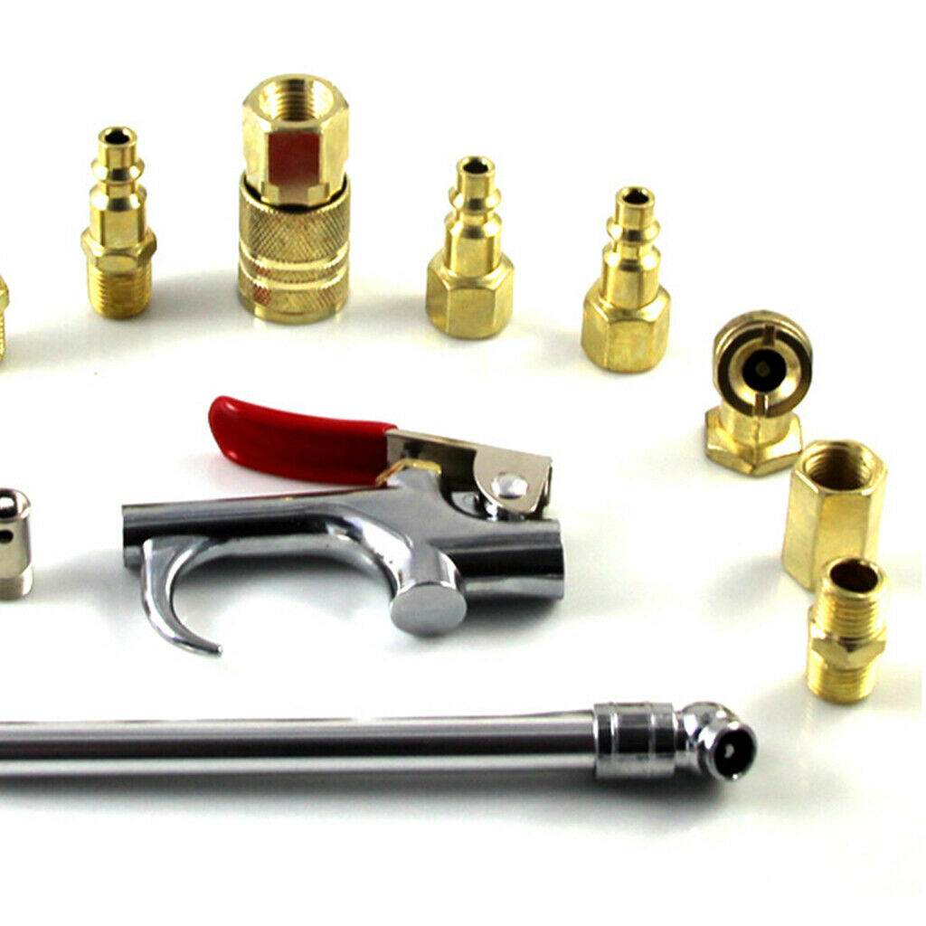 1/4'' NPT Air Compressor Compressed Air Nozzle Blow Gun Kit Blower Tools Set