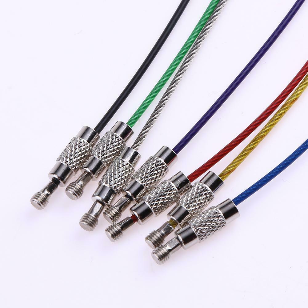 20pcs Metal Stainless Steel Wire Ropes Carabiner Key Hanging Cable EDC Tool C#P5