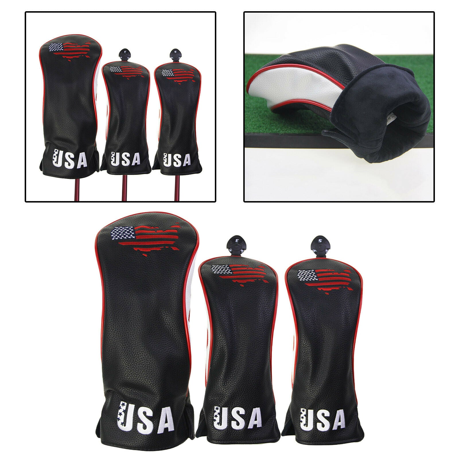 Golf Wood Headcover Driver Head Cover Protector Golf Club Travel Black