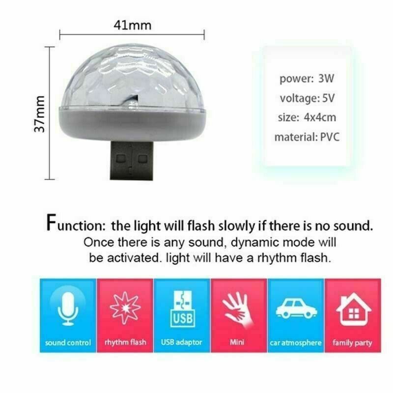 2X USB Mini LED RGB Disco Stage Light Party Club KTV Xmas Magic Phone Ball Lamp