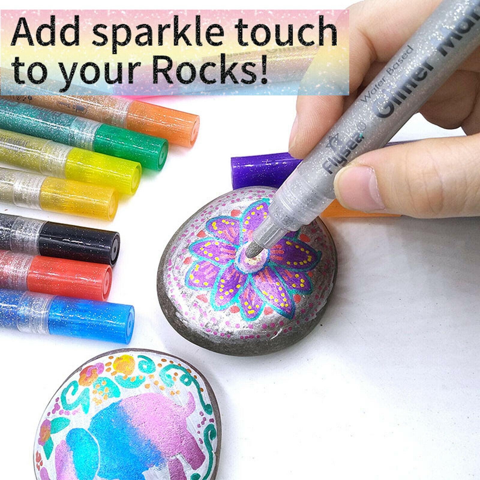 12x Colorful Permanent Metallic Markers Glitter Paint Pens Set for Art Craft