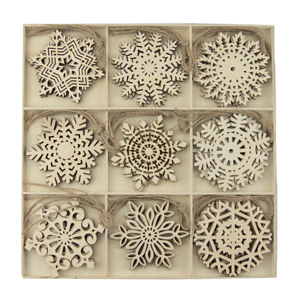 9 Shapes Wooden Snowflakes Christmas Wedding Hanging Ornaments Embellishment