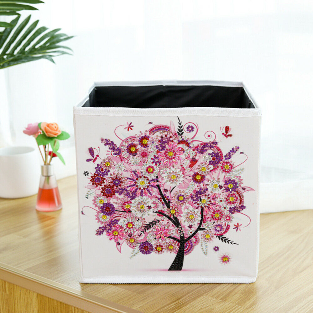 DIY Diamond Painting Tree Foldable Storage Box Desktop Sundries Container @