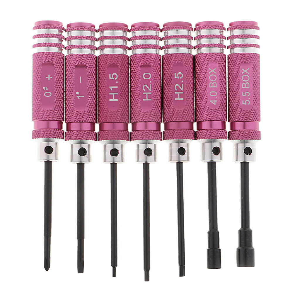 7x Hexagon Screwdriver Tool Wrench Sleeve/Flat Heat/Cross for RC Plane Red