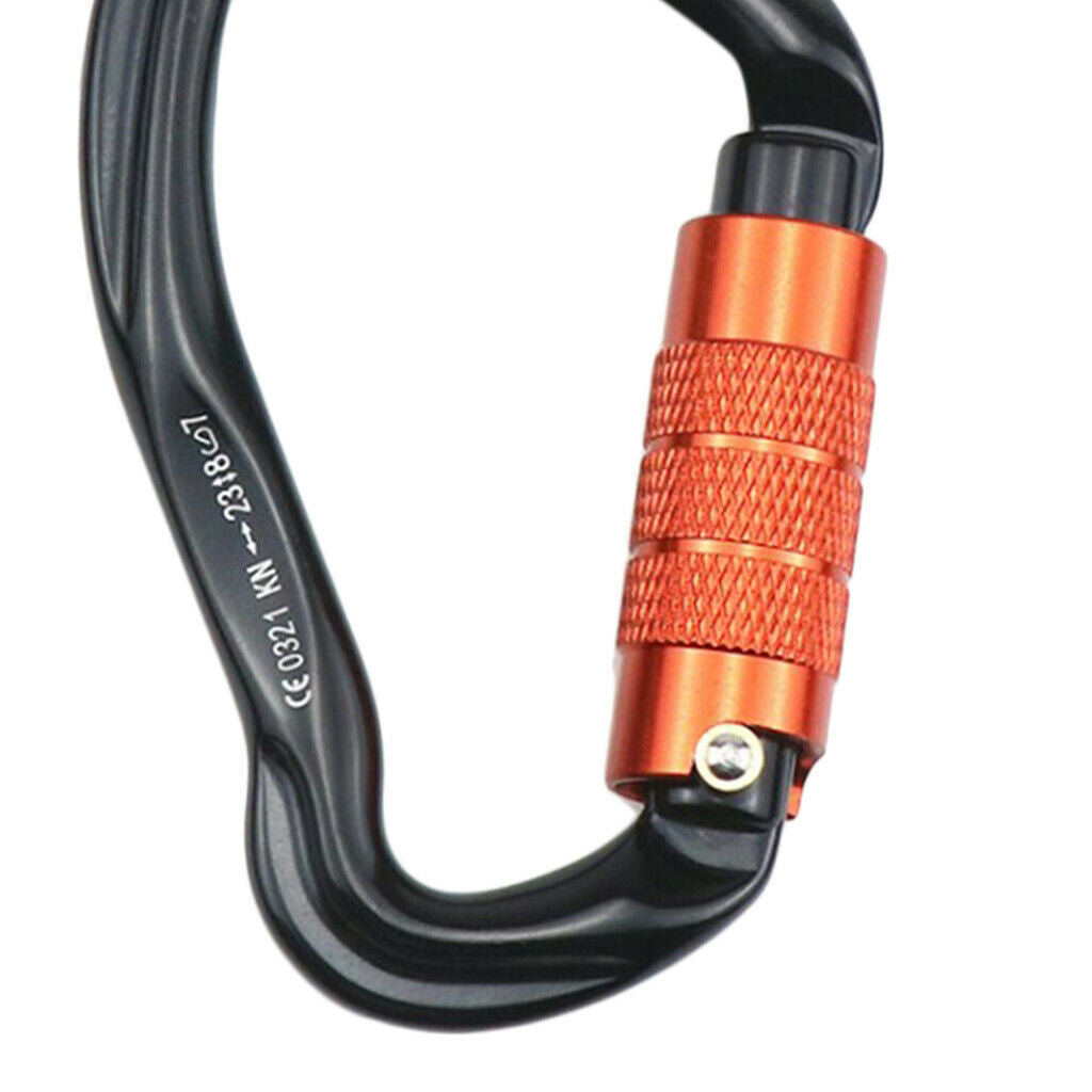 Twist Lock Climbing Carabiner Clips Auto Locking and Heavy Duty Black