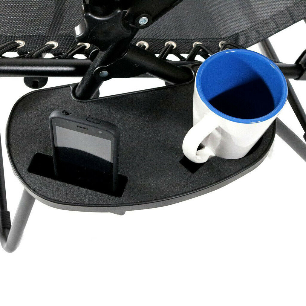 2 Pieces   Folding Reclining Chair  Table Tray Cup Holder