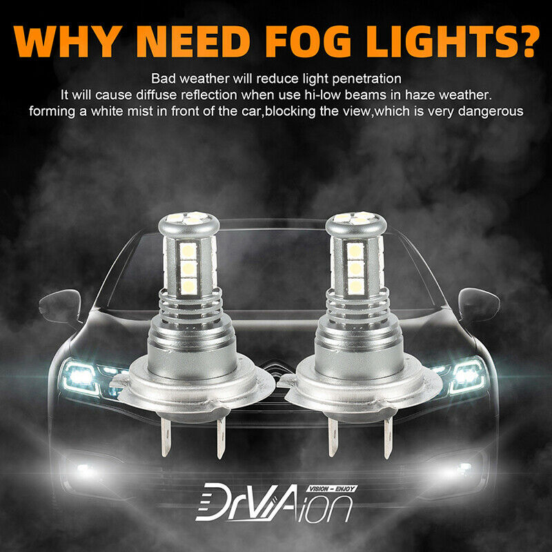 2x H7 LED Headlight Bulbs 28W 6500K Fog Lights Super Bright IP68 Conversion BDA