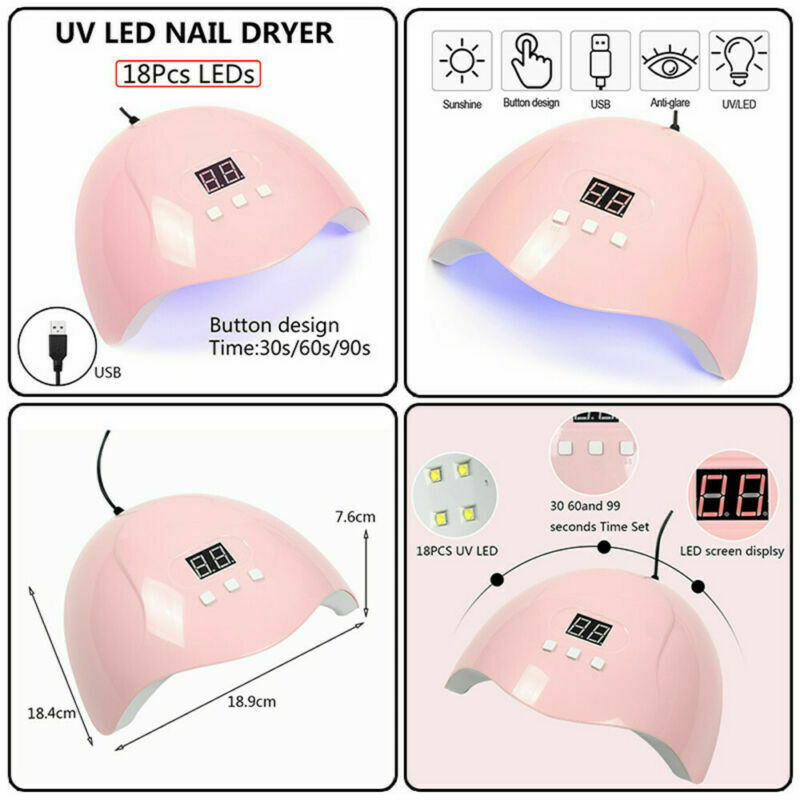 54w UV & LED Gel Curing Nail Lamp Salon Light Dryer Manicure Portable Profession