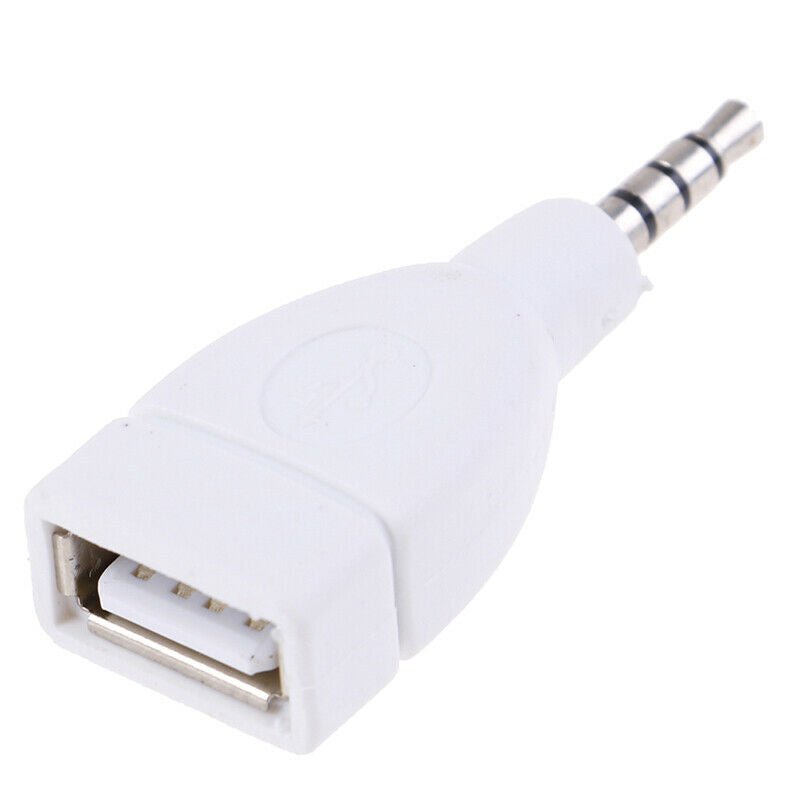 Converter Adapter USB 2.0 Female to 3.5mm Male AUX Audio Car Plug Jack white Gy