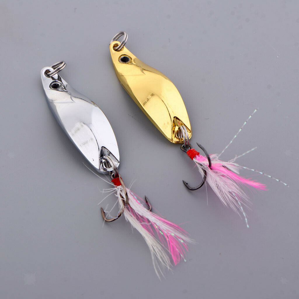 2 pcs Fishing Lure Metal Spoons Fishing Lures Hard Sequins Baits With Hooks