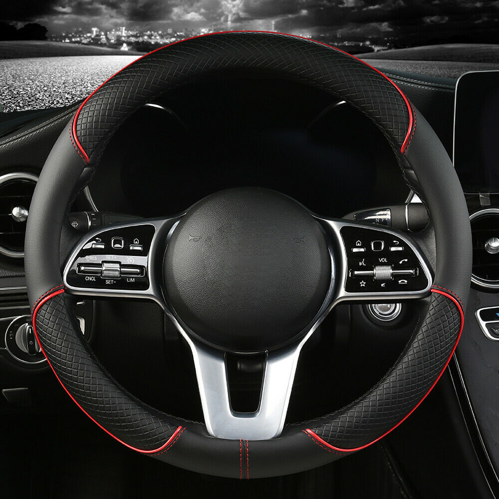 Microfiber Leather Steering Wheel Protector Cover Car SUV Anti-Slip Fit 14.5-15"