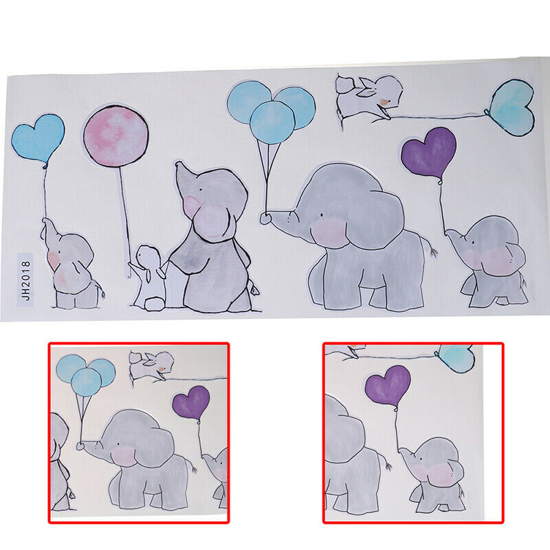 Cartoon Cute Animal Elephant Playing with Balloons Rabbit Wall Stickers DecS Lt
