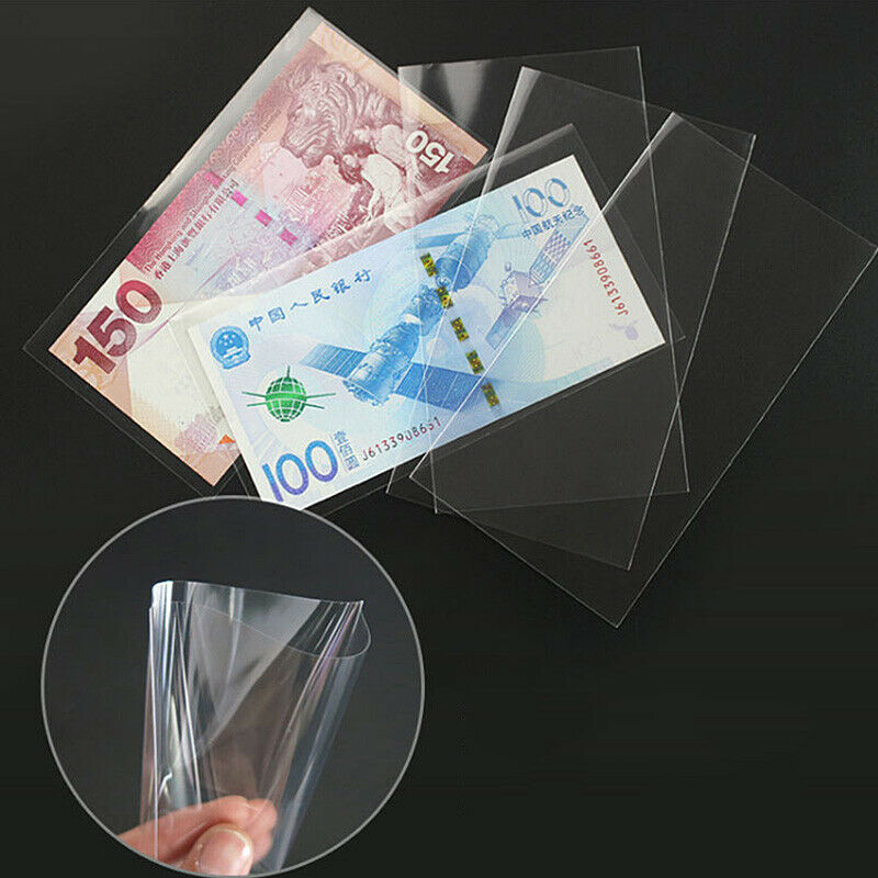 100x Paper Money Storage Bags Album Currency Banknote Collection Holder with Box