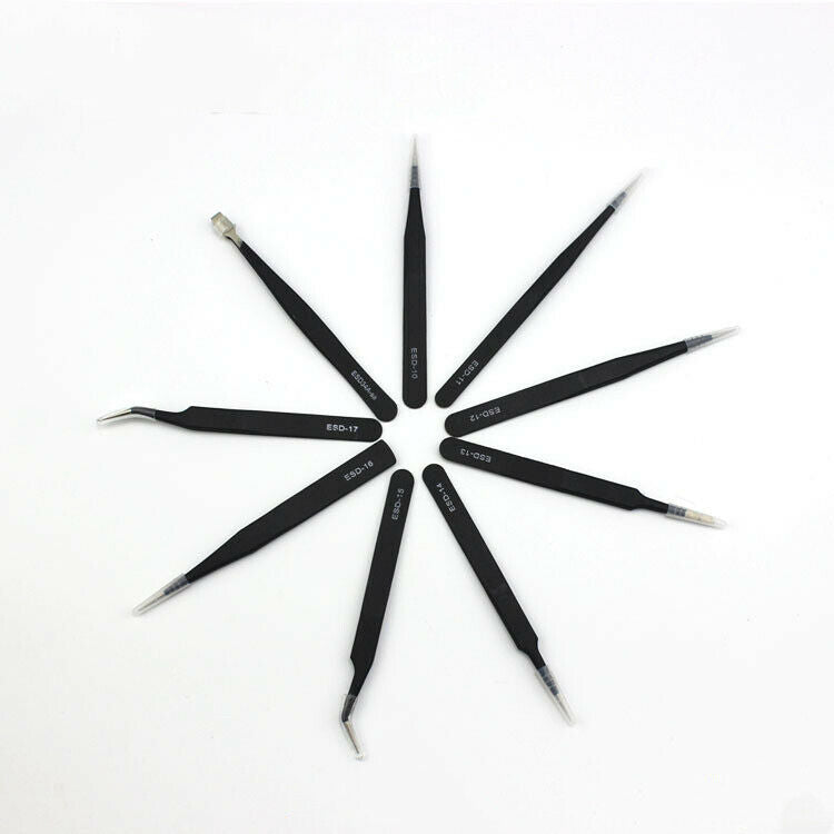 for Electronic Phone Repair 9Pc Anti-Static Precision Hand Tool Tweezers Set Bag