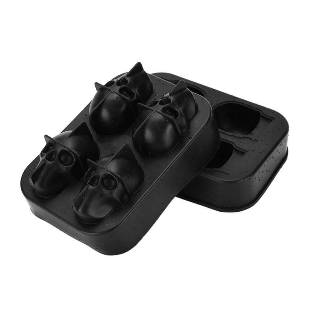 Soft Silicone Skeleton Ice Cube Maker Tray Cake Making Mold Box W/ Lid Black