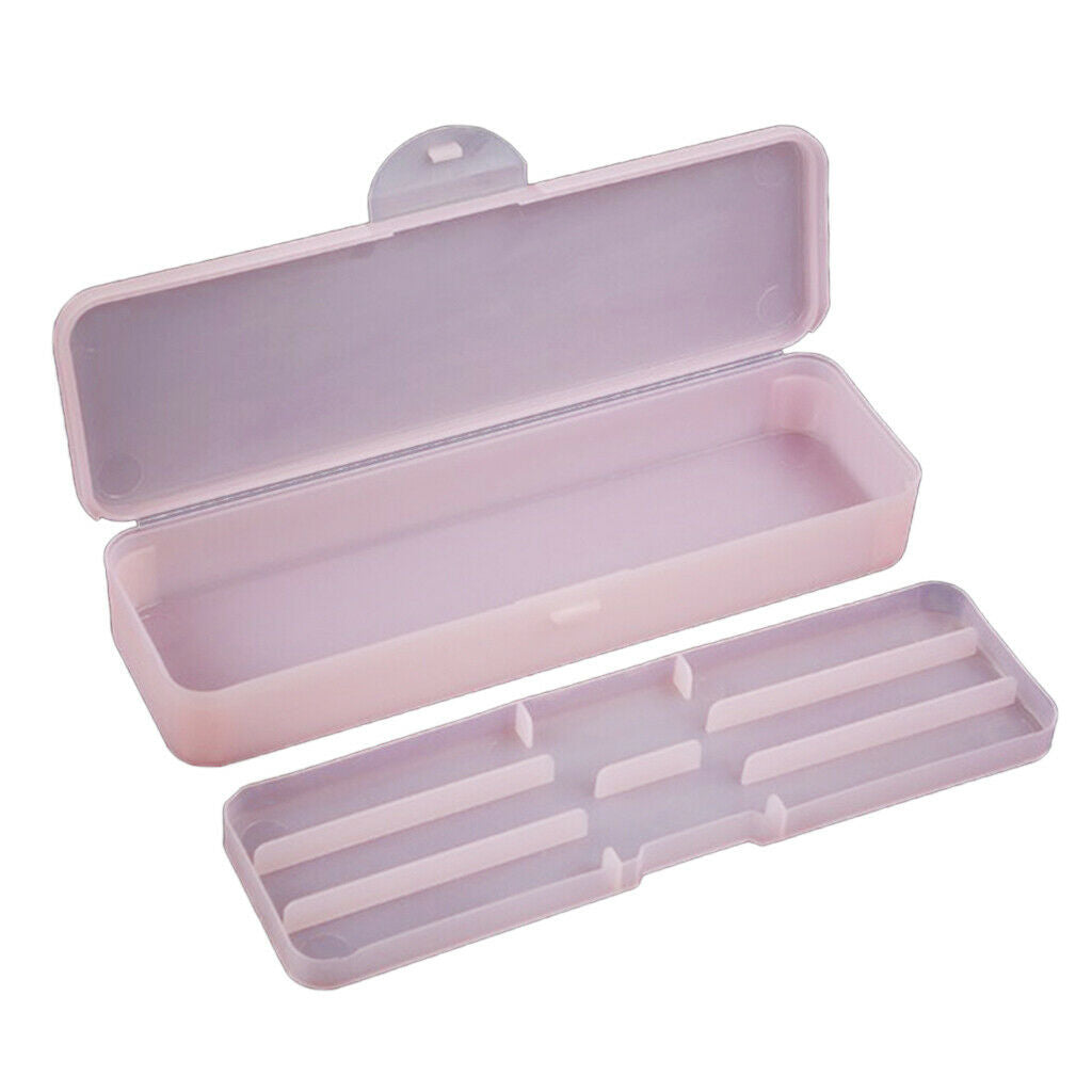 2 lot Double Layer Storage Box Nail Art Pen Files Container White+Pink