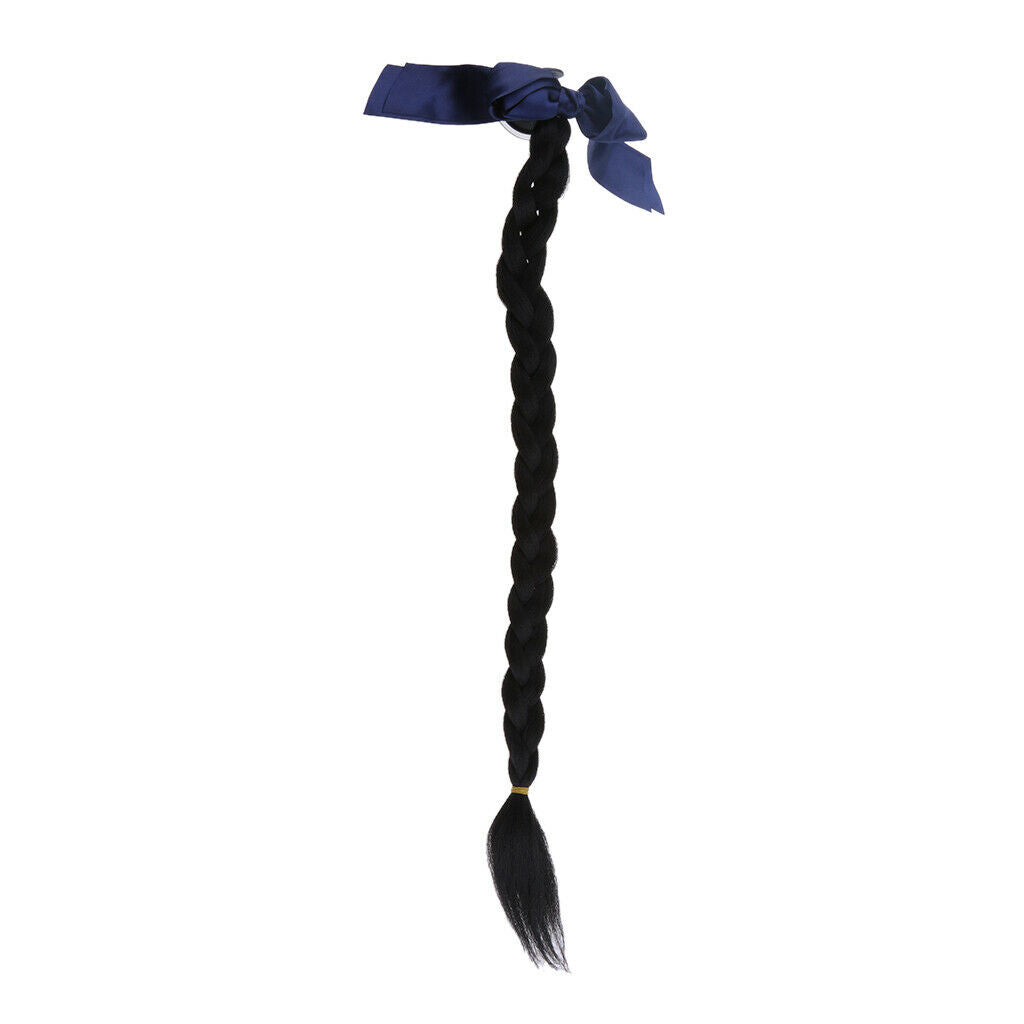 Black Helmet Ponytail/Pigtails Motorcycle Braid Helmet Hair with Suction Cup