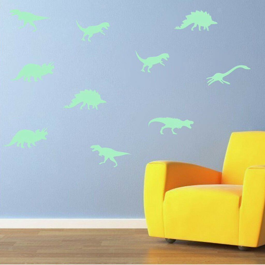 9 Pieces Dinosaur Glow In The Dark Ceiling Wall Art Fun Luminous Stickers