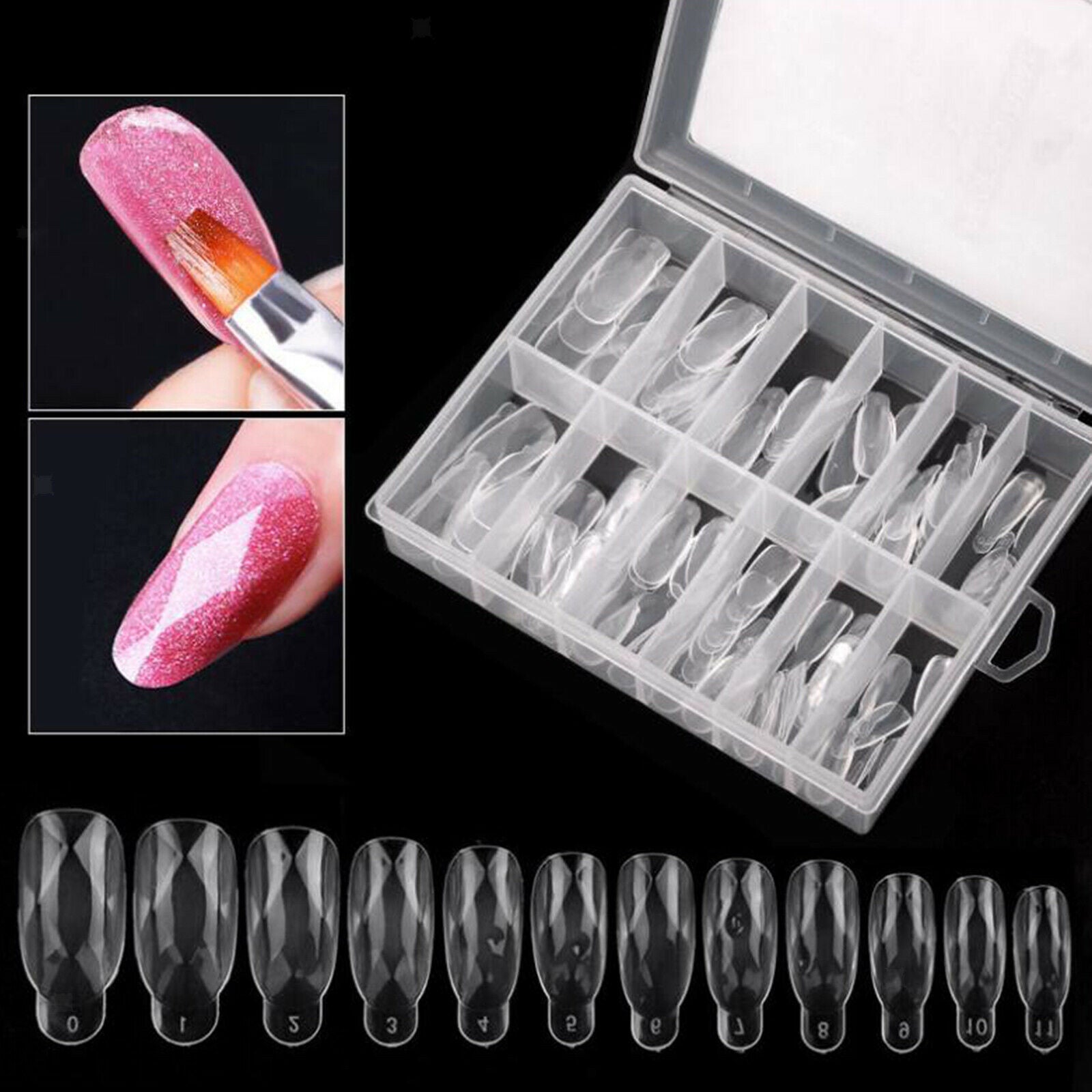 Fingernail Tips Diamond Shape Manicure Quick Building For Home Use Salon