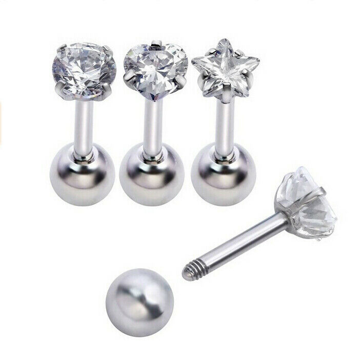 4 Pieces Zircon Tragus Lip Studs Stud Bar