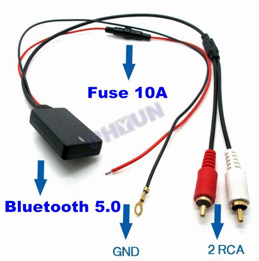 12 V RCA Cable Bluetooth Adapter AUX input Plug & Play For Most Car SUV Radio