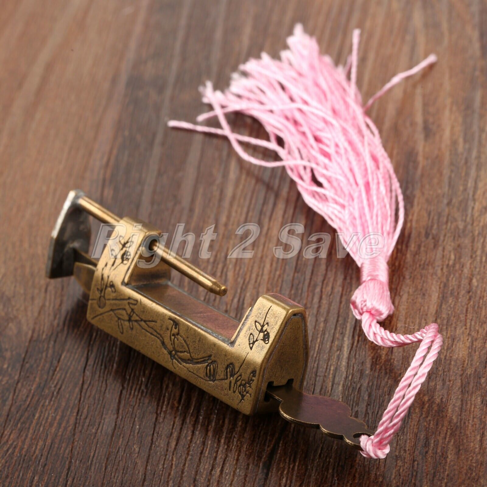 Unique Engraved Designs Jewelry Box Decorative Wood Chest Suitcase Padlock & Key