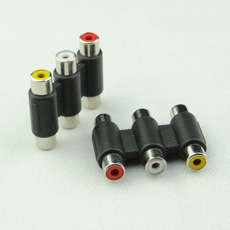 2pcs 3 RCA Audio Video AV Female to Female Coupler Jack Extender Cable Connector