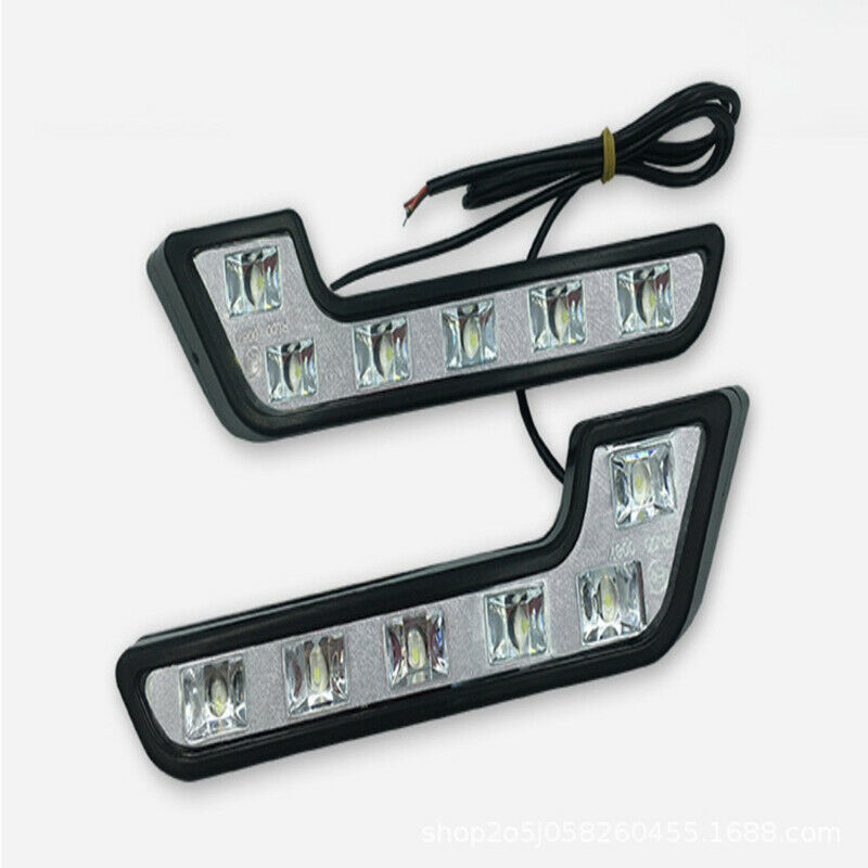 2PCS Car SUV L Shaped 6 LED Super White 12V Driving Fog Light Lamp Waterproof 3W