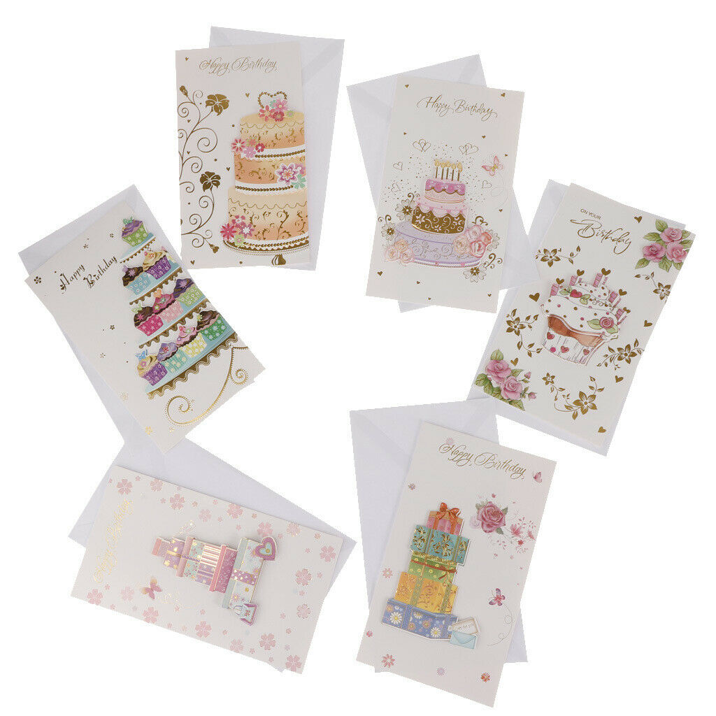 6 Pieces Birthday Card Happy Birthday Cards Box Set Kids Birthday Party Baby