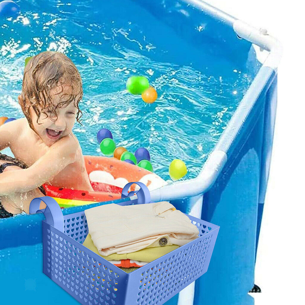 Large Capacity Frame Swimming Pool Storage Basket Hanging Plastic Organizer