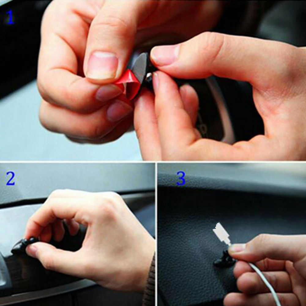 8Pcs Car Charger Line Headphone/USB Cable Cord Car Clip Interior Accessories Set