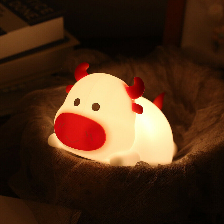 Cute Bull Night Light for Kids,Animal Lamp,Silicone Nursery Baby Nightlight