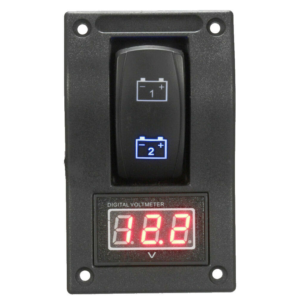 Car Dual Battery Test Panel Rocker Switch LED Voltmeter .