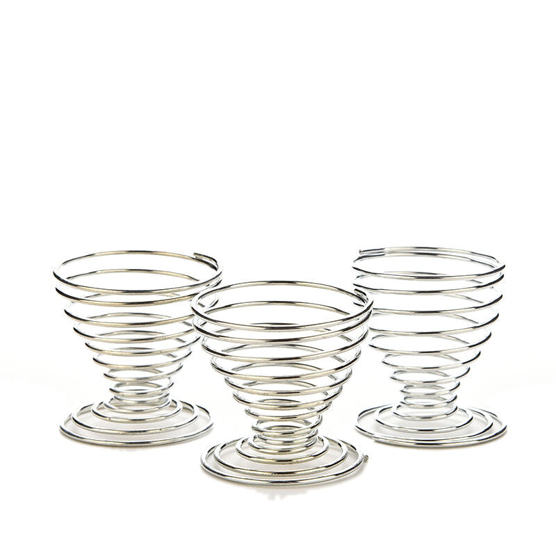 Metal Egg Cup Set Spiral Kitchen Breakfast Hard Boiled Spring Holder Egg Cup Fad