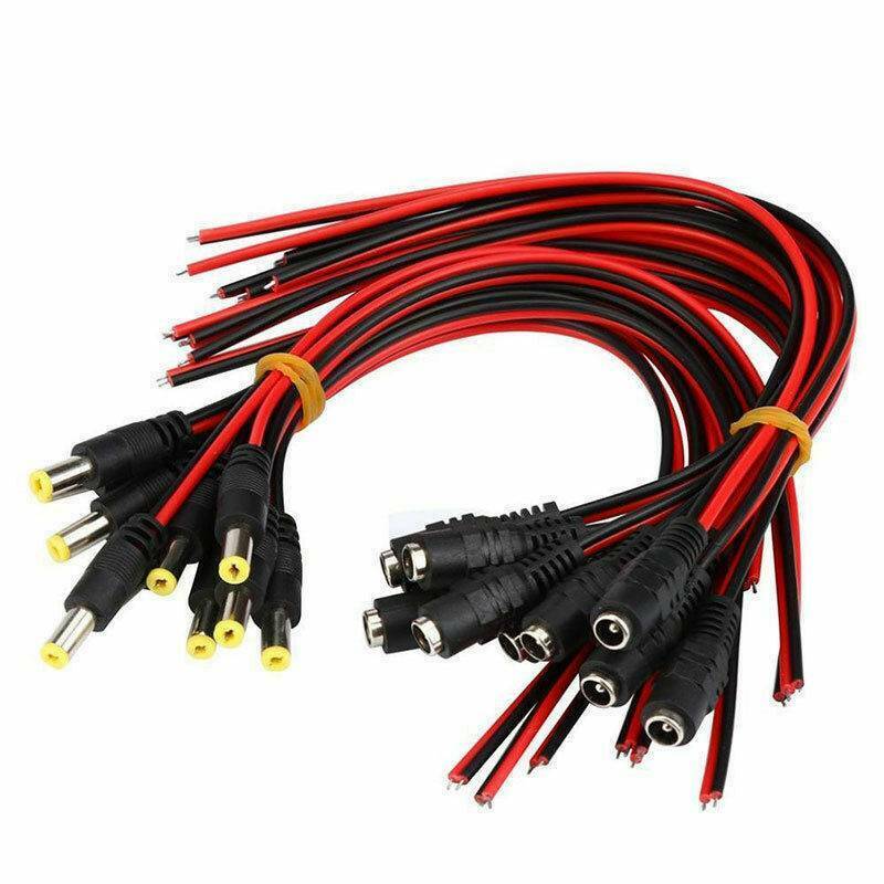 10* 5.5 x 2.1mm Male & Female 12V DC Power Socket Jack Plug Connector Cable Wire