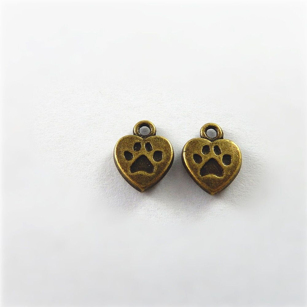 40pcs Antiqued Bronze Heart Alloy Charm Footprint Earring Pendant Crafts 13*10mm
