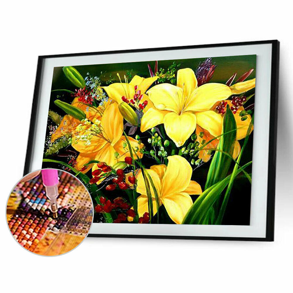 Lily DIY Full Drill Round Diamond Painting Embroidery Kit Cross Stitch Set  @